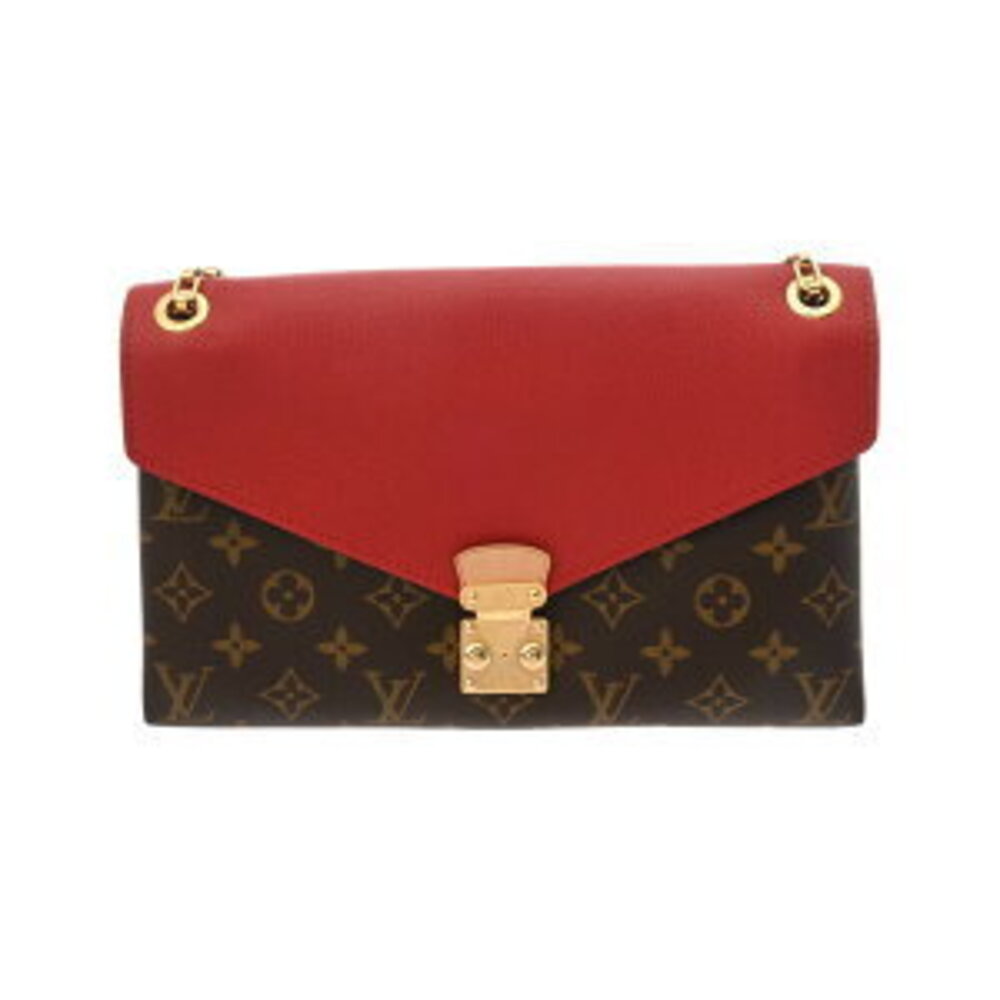 Louis Vuitton Pallas Clutch Brown Cerise Red Shoulder Bag
